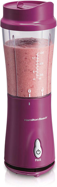 Hamilton Beach Personal Blender for Shakes and Smoothies with 14oz Travel Cup and Lid, Raspberry